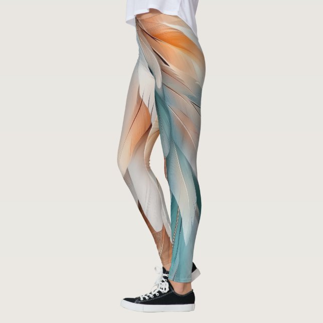 Legging Fluxo de Pena Abstrata – Elegância Suave (Esquerda)
