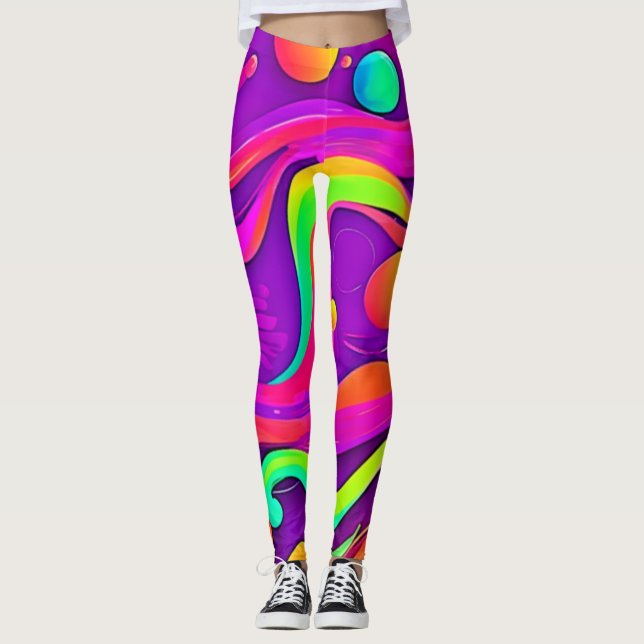 Legging Fluxo do arco-íris: Abstrato Divertido (Frente)
