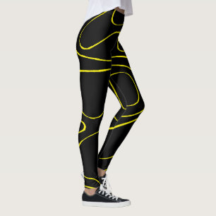 Legging Fluxo e Refluxo 2 em Preto e Amarelo