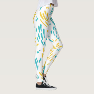 Legging Fluxo em turquesa e amarelo
