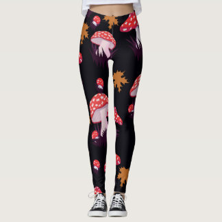Legging Fly agaric, maple folhas impressão