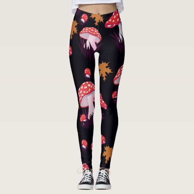 Legging Fly agaric, maple folhas impressão (Frente)