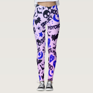 Legging Fofo e Divertido Roxo, Azul e Preto Halloween