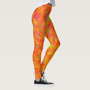 Legging Fogo alaranjado artístico, exercício abstrato
