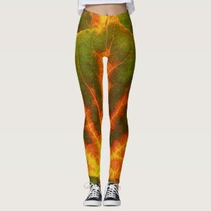 Legging Folha alaranjada & amarela verde #1 de Aspen