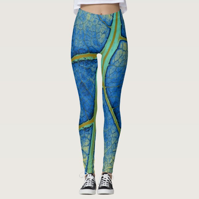 Legging Folha azul na moda (Frente)