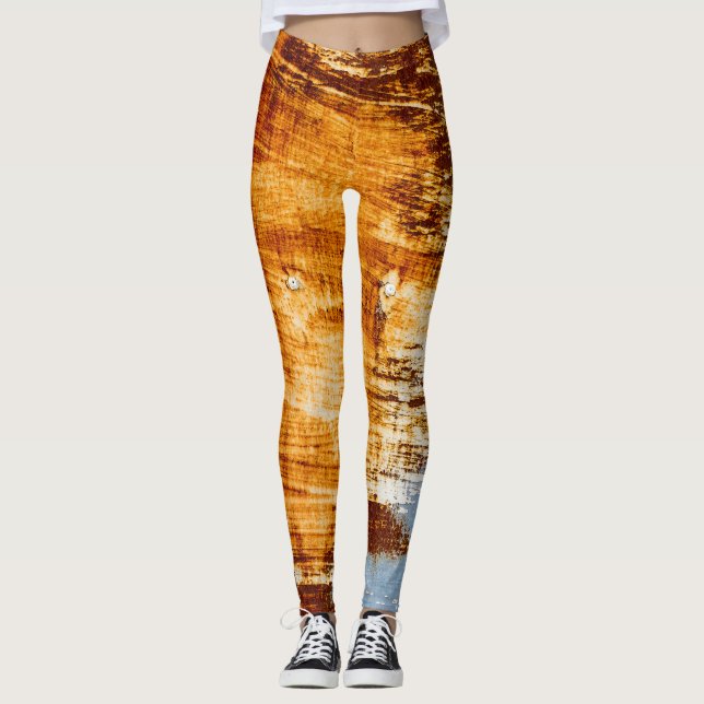 Legging Folha de aço ferrugem, fundo texturizado. (Frente)