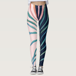 Legging Folha de aquarela, impressão de abstrato natural.