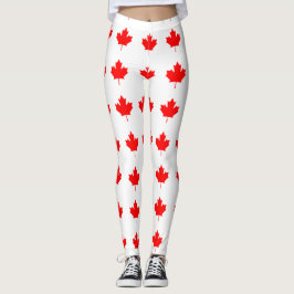 Legging Folha de bordo do vermelho de Canadá