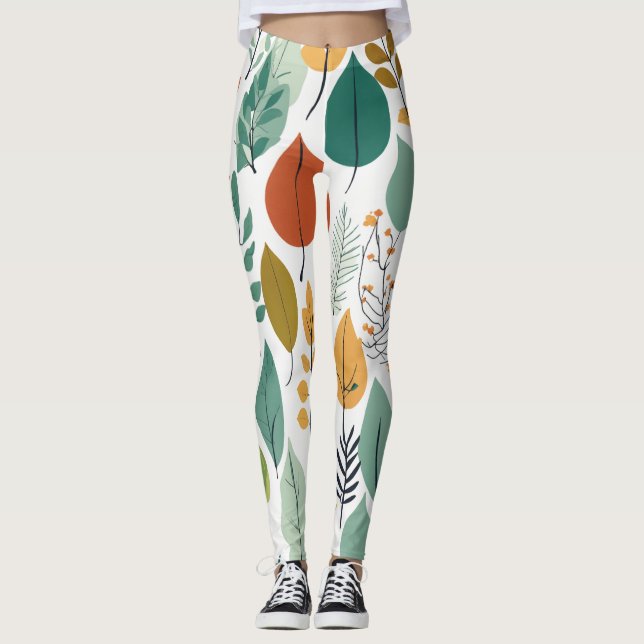 Legging Folha de cor inspirada na natureza (Frente)