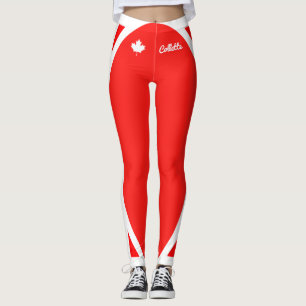 Legging Folha de Mapas Canadenses em Vermelho (revertida)