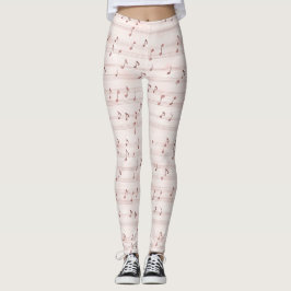 Legging Folha de Notas Musicais Rosa