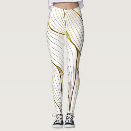 Legging folha de ornamento Dourada