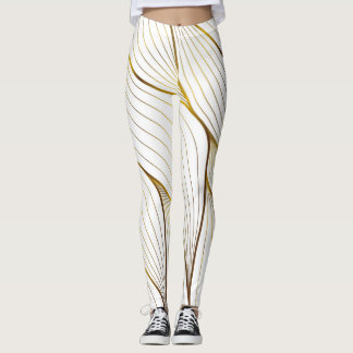 Legging folha de ornamento Dourada