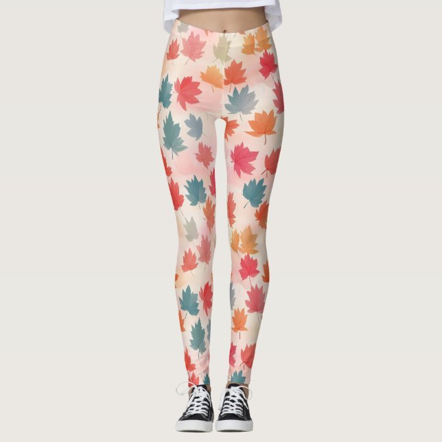 Legging Folha de outono de Cores Bonitas (Frente)