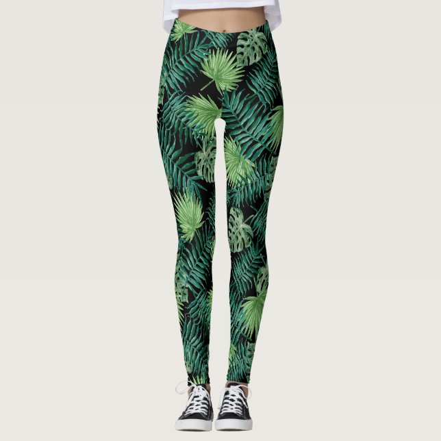 Legging Folha de palmeira tropical (Frente)