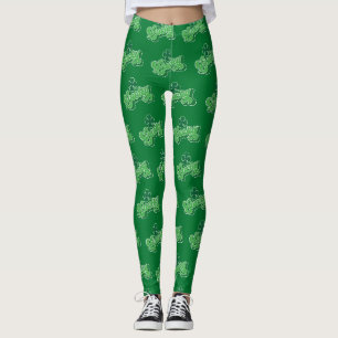 Legging Folha de Trevo da Sorte Verde Dia de São Patrício