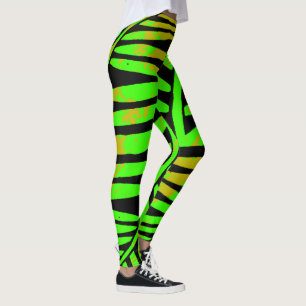 Legging Folha de Zebra Tropical Neon