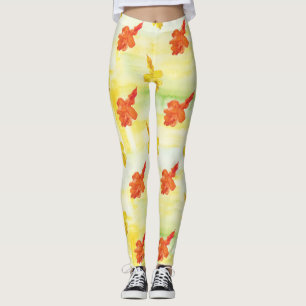 Legging folha outono de aquarela