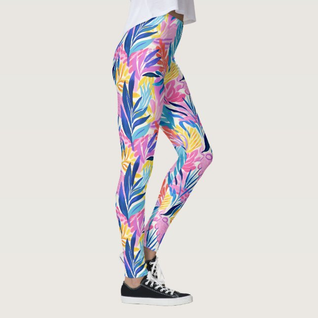 Legging Folha Tropical Colorida Pastel Patterada (Direita)
