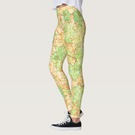 Legging Folha verde abstrato de ácer em chão arranhado