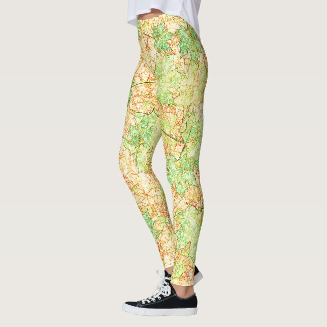 Legging Folha verde abstrato de ácer em chão arranhado (Esquerda)