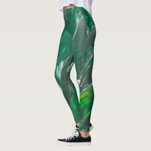 Legging Folha verde de bananeiras folhas pastosas