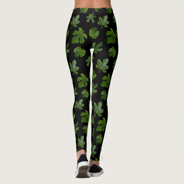 Legging Folha verde fechada isolada sobre fundo preto (Verso)