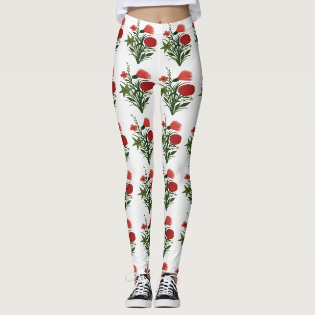 Legging Folha Verde Floral  (Frente)