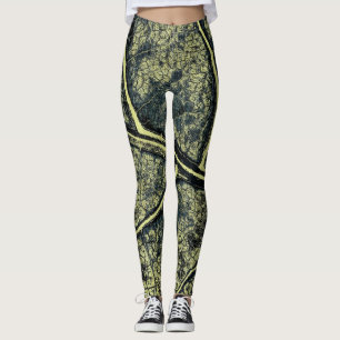 Legging Folha Verde Na moda Moss