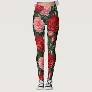 Legging Folhagem de Camélia de Luxo