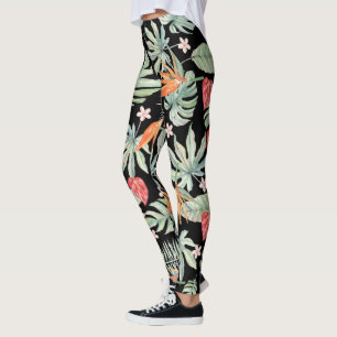 Legging Folhagem de Fantasia dos Trópicos Escuros