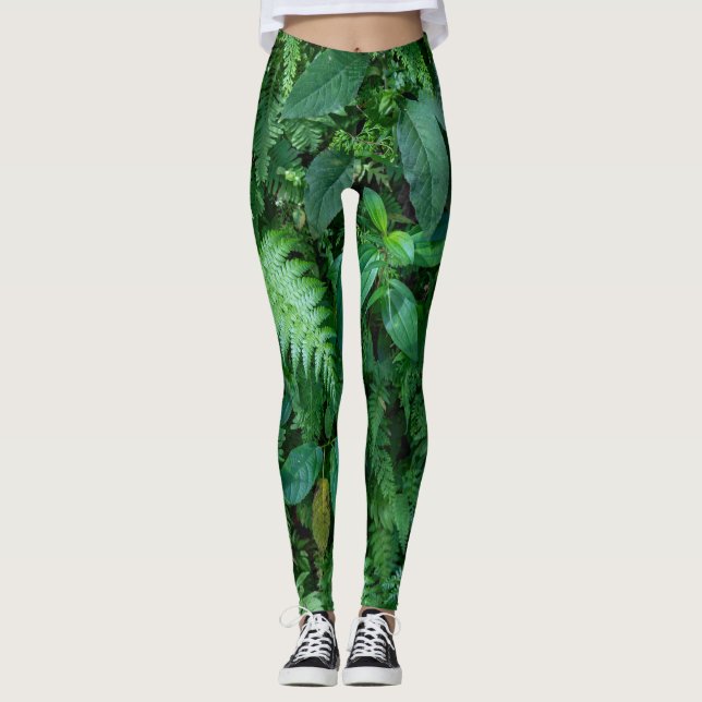 Legging Folhagem de Grama Verde-Fern (Frente)