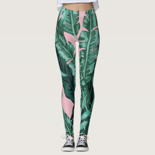 Legging Folhagem De Plantas Tropicais