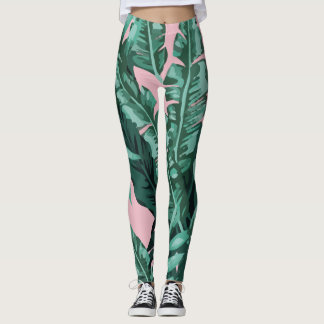 Legging Folhagem De Plantas Tropicais