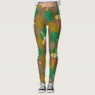Legging Folhagem tropical Brown