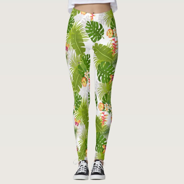 Legging Folhagem Tropical White (Frente)