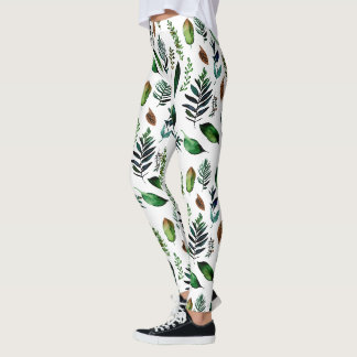 Legging Folhagem Verde Natureza Botânica