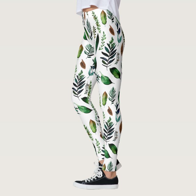 Legging Folhagem Verde Natureza Botânica (Esquerda)