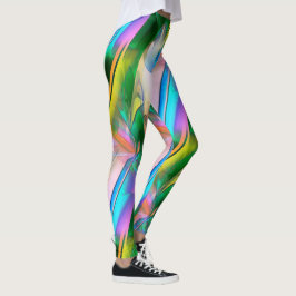 Legging Folhas abstrato coloridas com estilo psicodélico