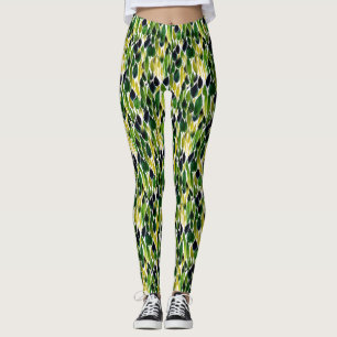 Legging Folhas abstrato verdes e Douradas