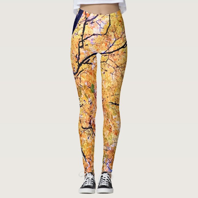 Legging Folhas amarelas e laranja (Frente)