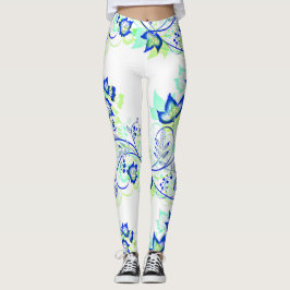 Legging Folhas Azuis do PopArt