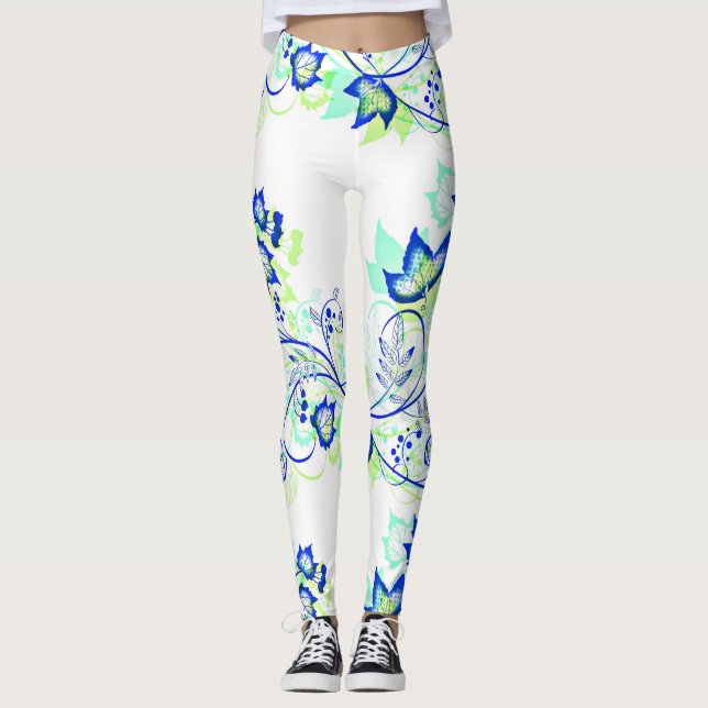 Legging Folhas Azuis do PopArt
