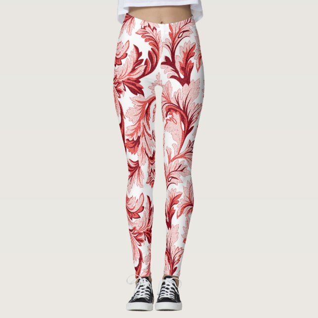 Legging Folhas barrocas espirais venenosas, decorativas. (Frente)