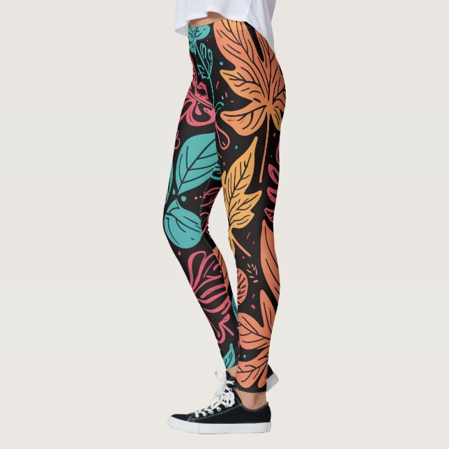 Legging Folhas Caprichosas Grandes (Esquerda)