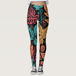 Legging Folhas Caprichosas Grandes