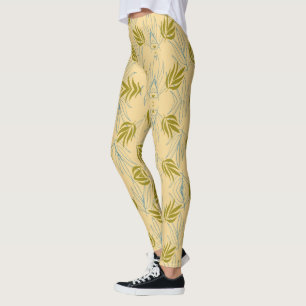 Legging Folhas cortadas em padrão rosa