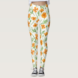 Legging Folhas da Califórnia, flores no verão, verdinho