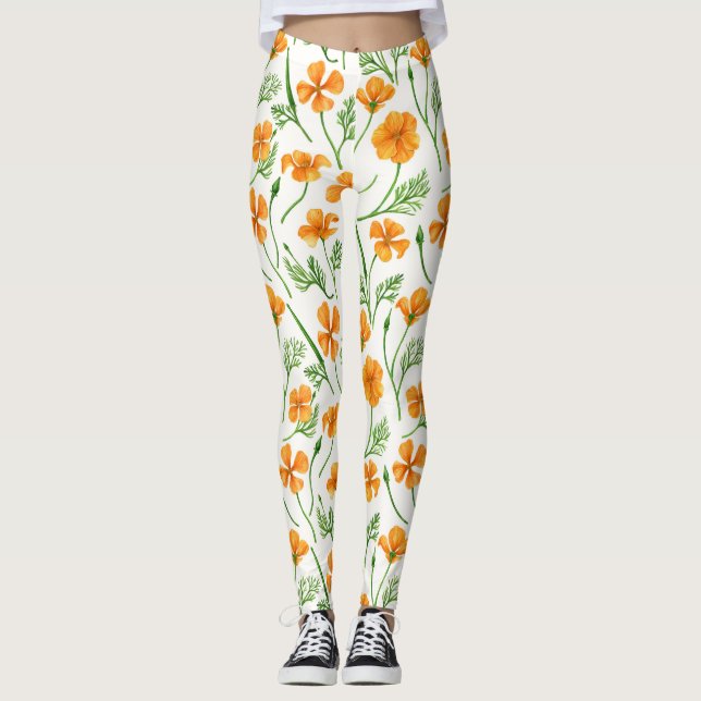 Legging Folhas da Califórnia, flores no verão, verdinho (Frente)